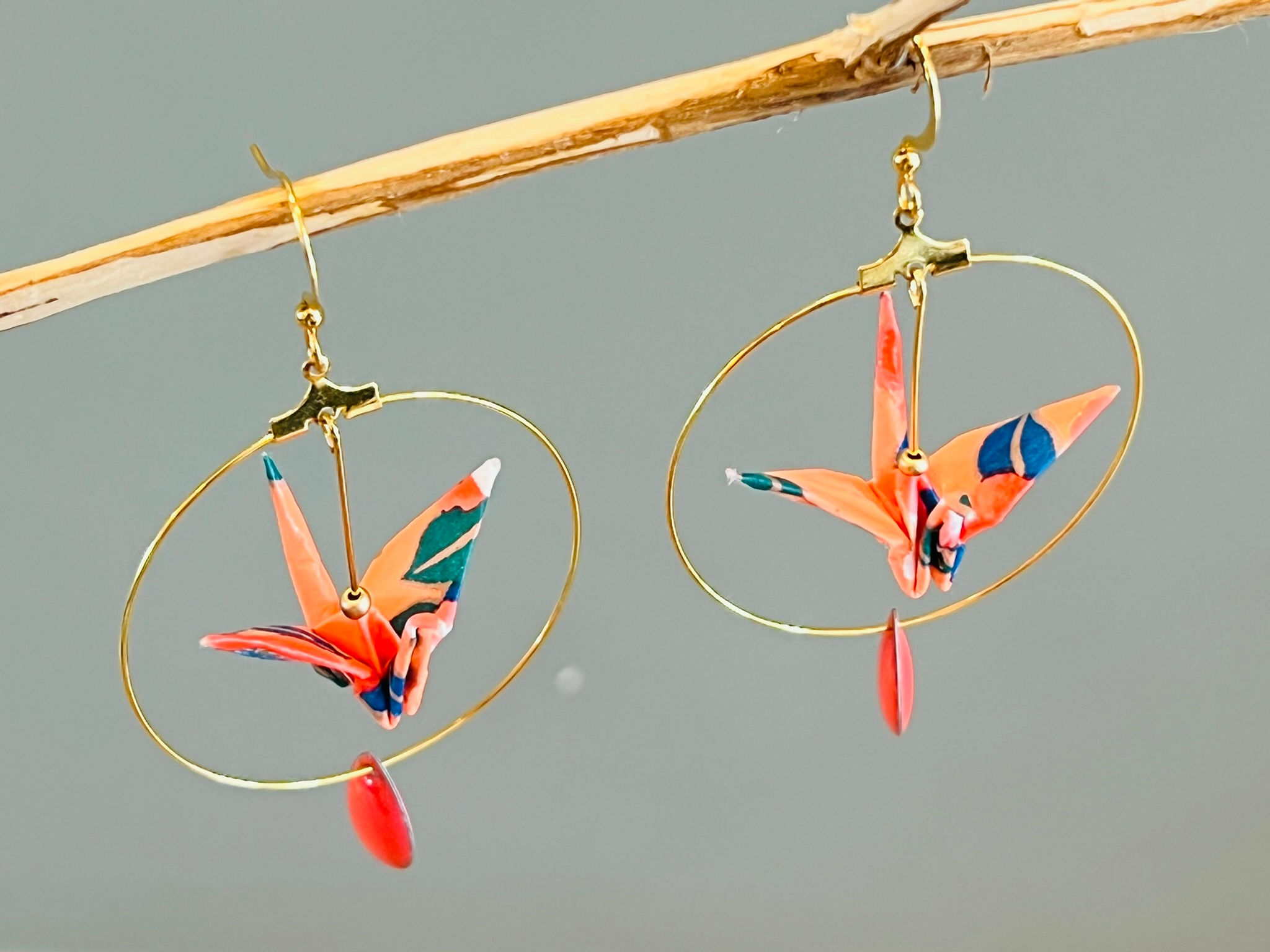 Grues japonaises Origami pêche imprimé fleurs, créole simple