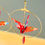 Miniature : Grues japonaises Origami rouge fleuri, créoles simples
