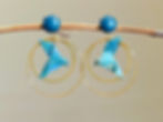 Oiseaux Origami feuillage graphique bleu canard, créoles doubles
