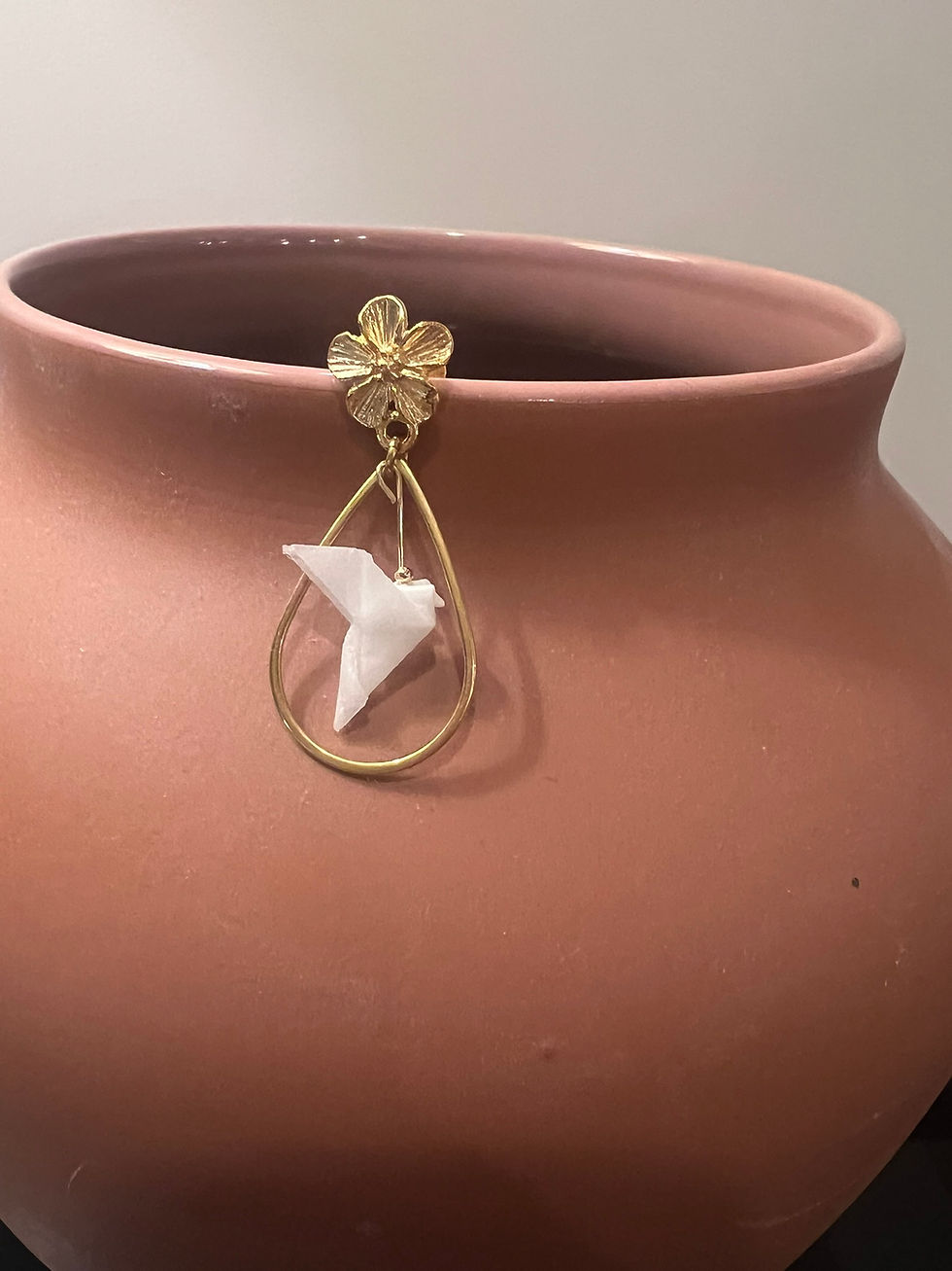 Miniature : Boucles d'oreilles Colombe - Origami vernis