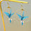 Miniature : Grues japonaises Origami turquoise pointillés blanc, créole simple