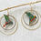 Miniature : Oiseaux Origami imprimé fleural vert, créoles doubles