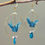 Miniature : Grues japonaises Origami turquoise pointillés blanc, créole simple