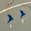 Miniature : Oiseaux bleu marine Origami, créole simple avec sequin doré