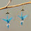 Miniature : Grues japonaises Origami turquoise pointillés blanc, créole simple