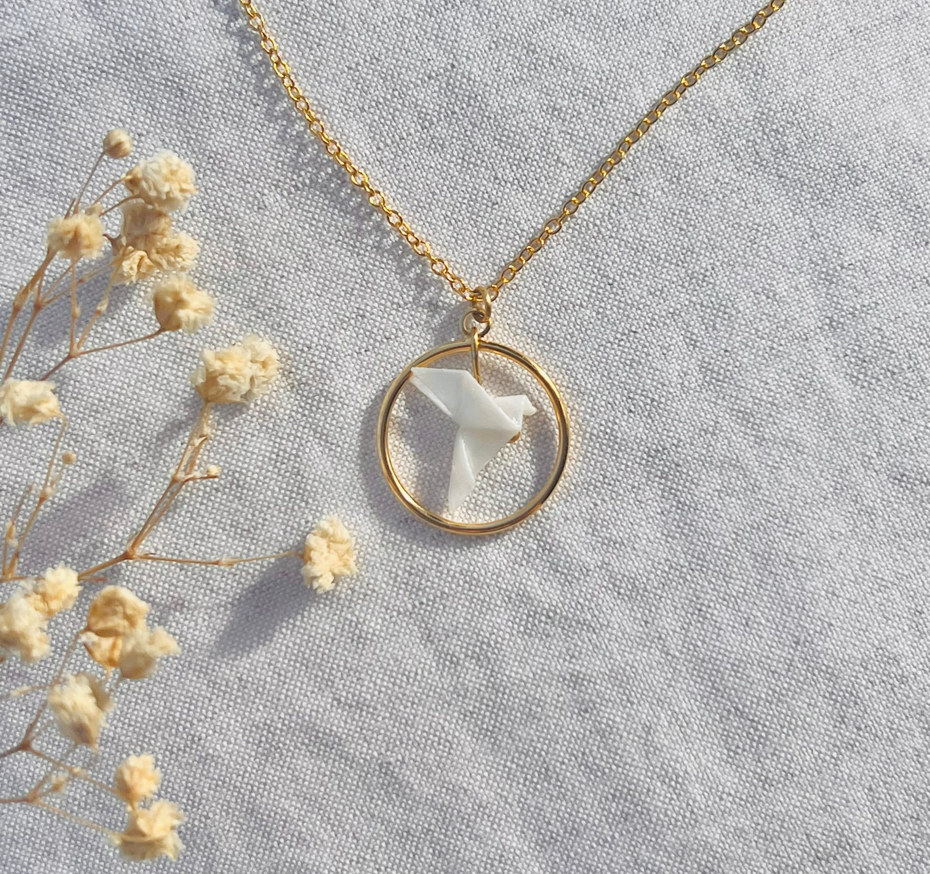 Collier Colombe - Origami vernie