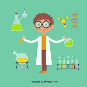 Cientista com Elementos Químicos