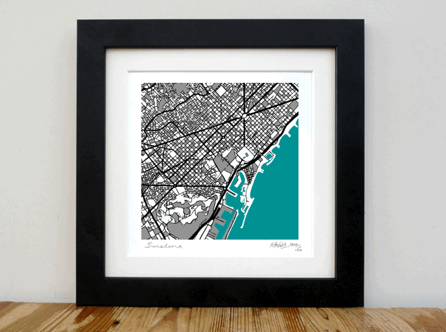 Barcelona Art Map - 8" x 8"