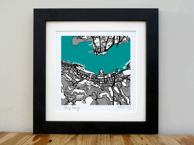 Hong Kong - City Art Map - 8"x 8"