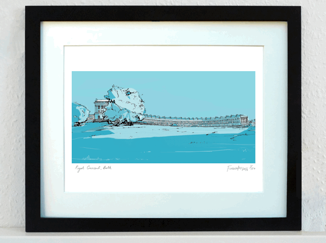 Royal Crescent Bath Blue - A3 & A4