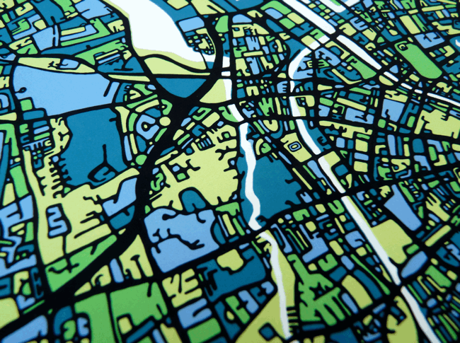 Dublin Art Map - Green - Close Up