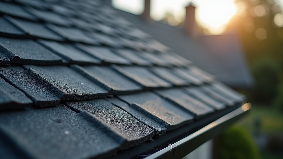 Close-up view of asphalt shingles on a residential roof