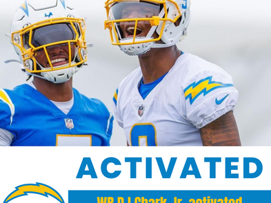 Chargers Activate DJ Chark; Brenden Rice to IR