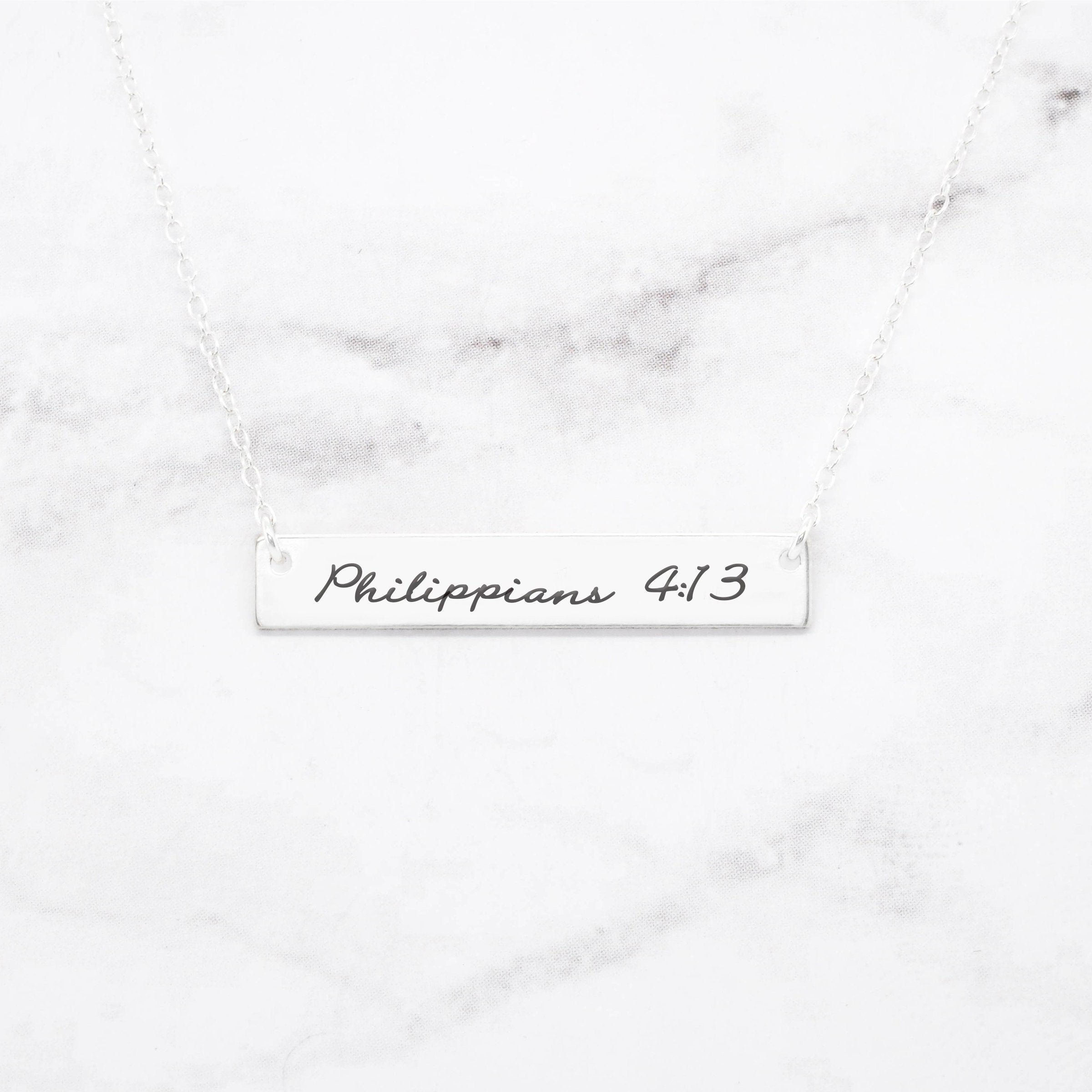 Philippians 4:13 Bar Necklace