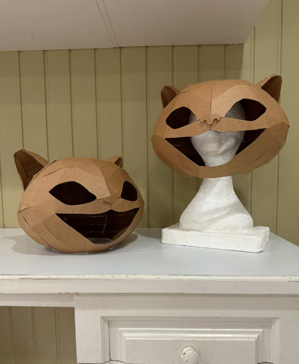 DIY Cat Costume Head tutorial to make a cat costume from cardboard.