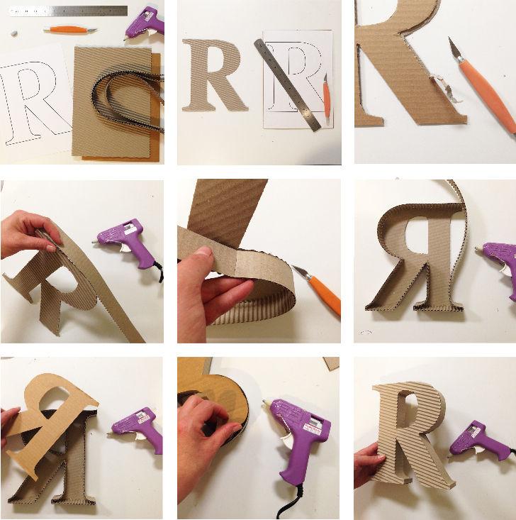 Large 3D Cardboard Font Letter Instructions