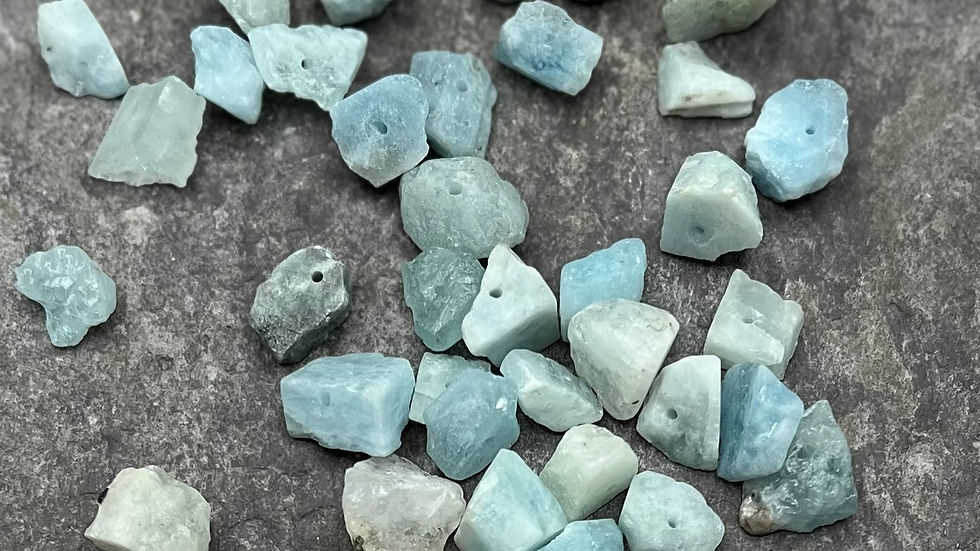 Raw rough cut Aquamarine gemstone beads