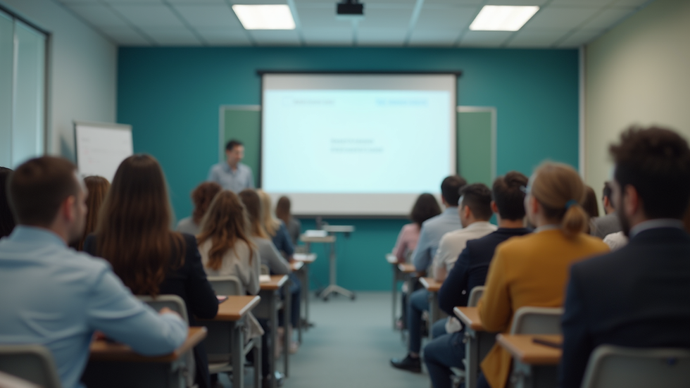 Eye-level view of a classroom with students engaged in a training session