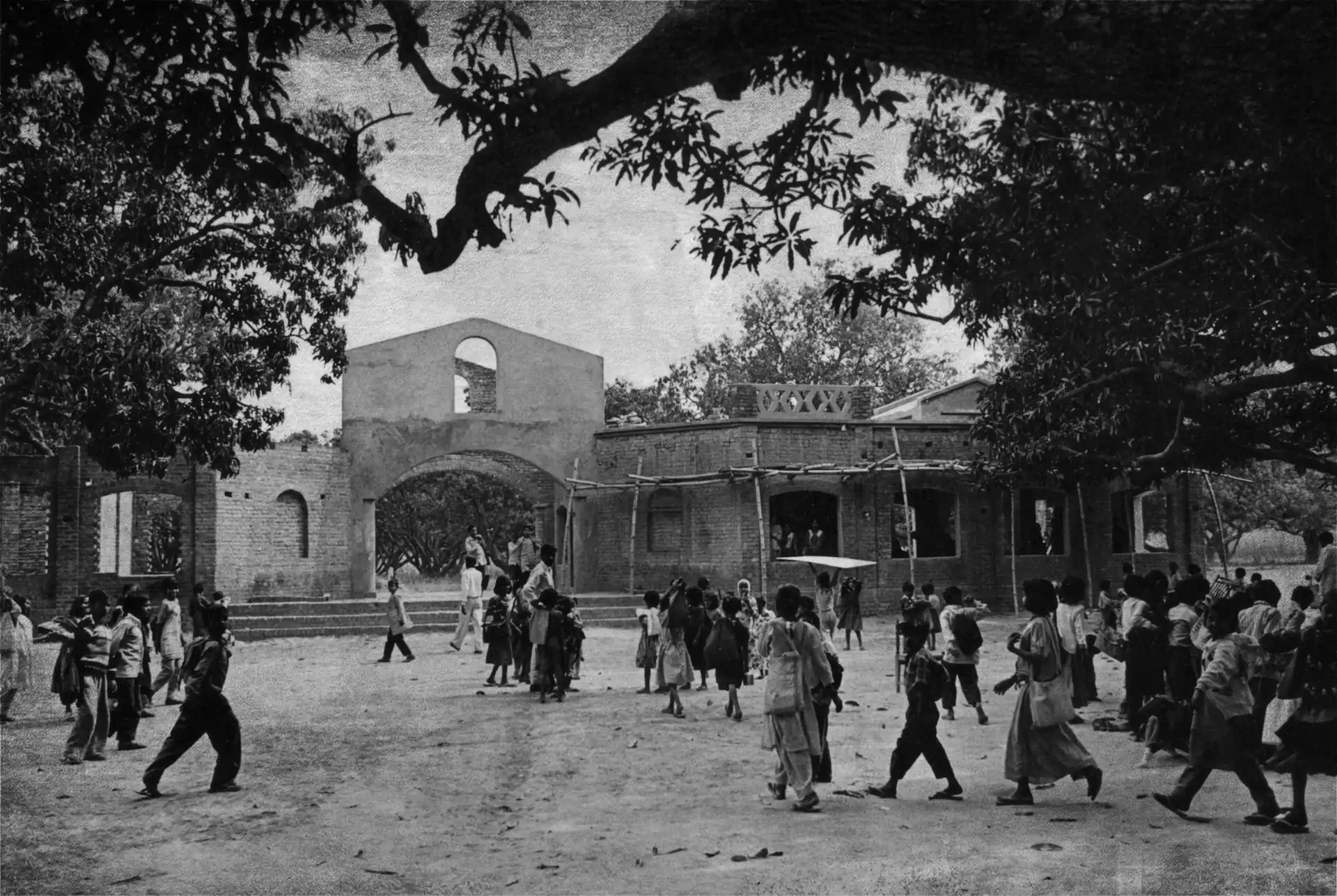 Early construction of the Dwar pe Rozi Charitable School in Kotwara, India | House of Kotwara