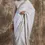 Lilac Grey Georgette Art Deco Saree with High Neck Full Sleeve Blouse | Front View | House of Kotwara