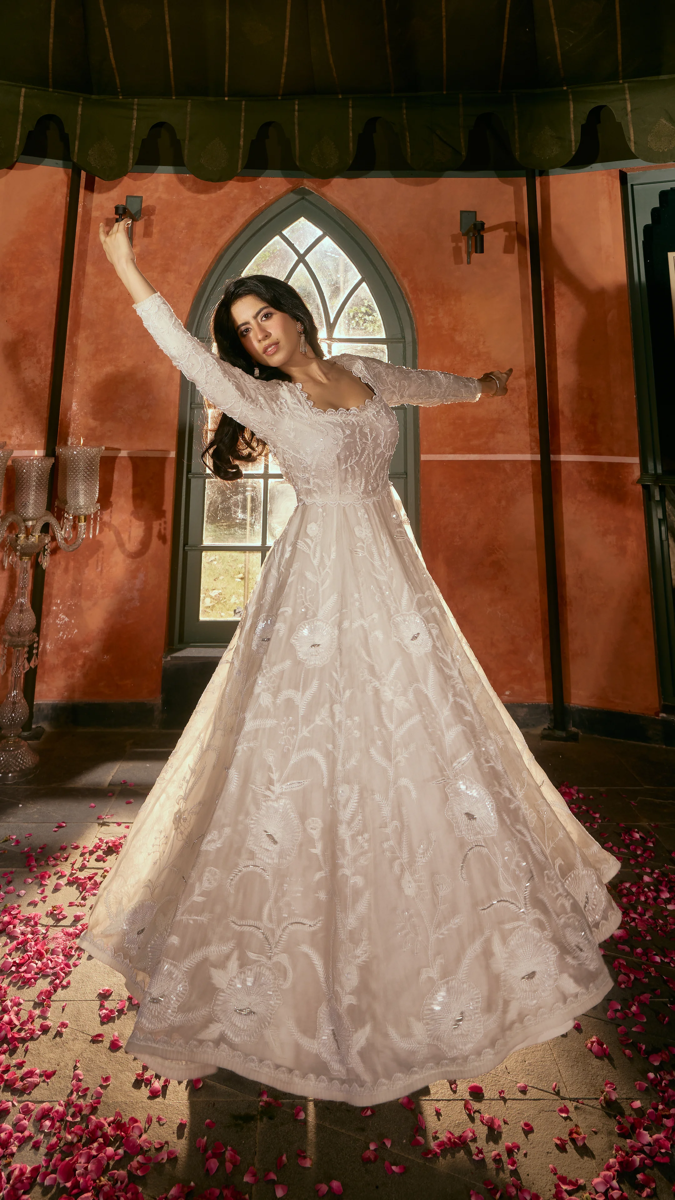 Ivory Chikankari Peshwaz by House of Kotwara from the Samar Behisht collection