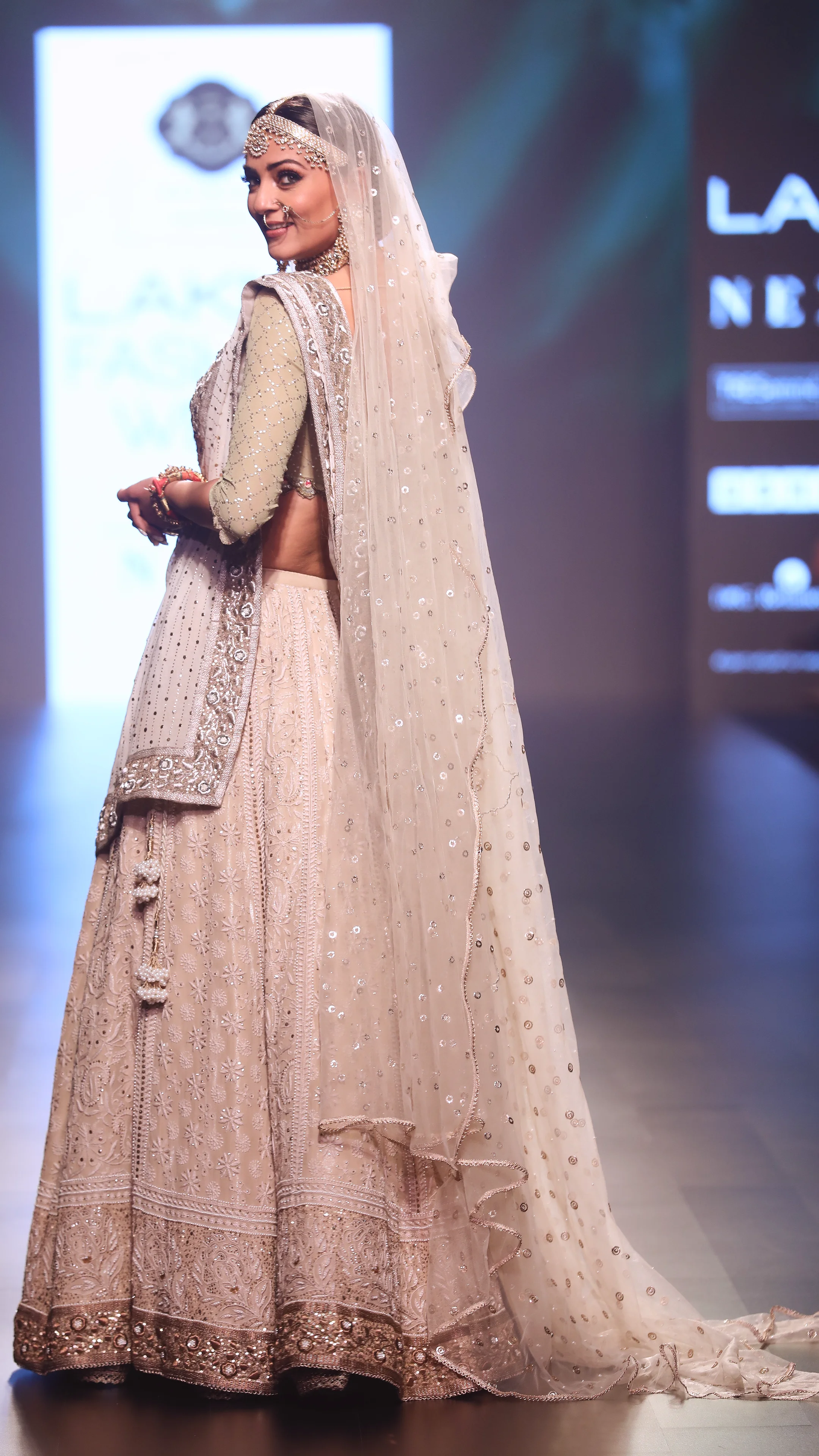 Ivory Chikankari Peshwaz by House of Kotwara from the Samar Behisht collection