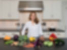 Tsipi Laplan in a kitchen and vegetables for a healthy diet