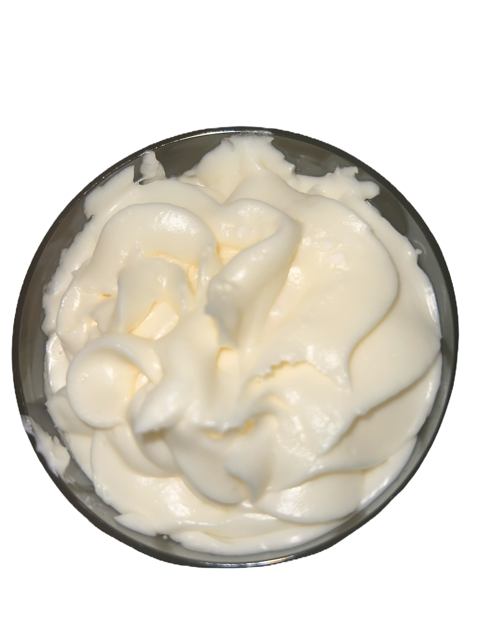 Thumbnail: Swirled white cream in glass bowl