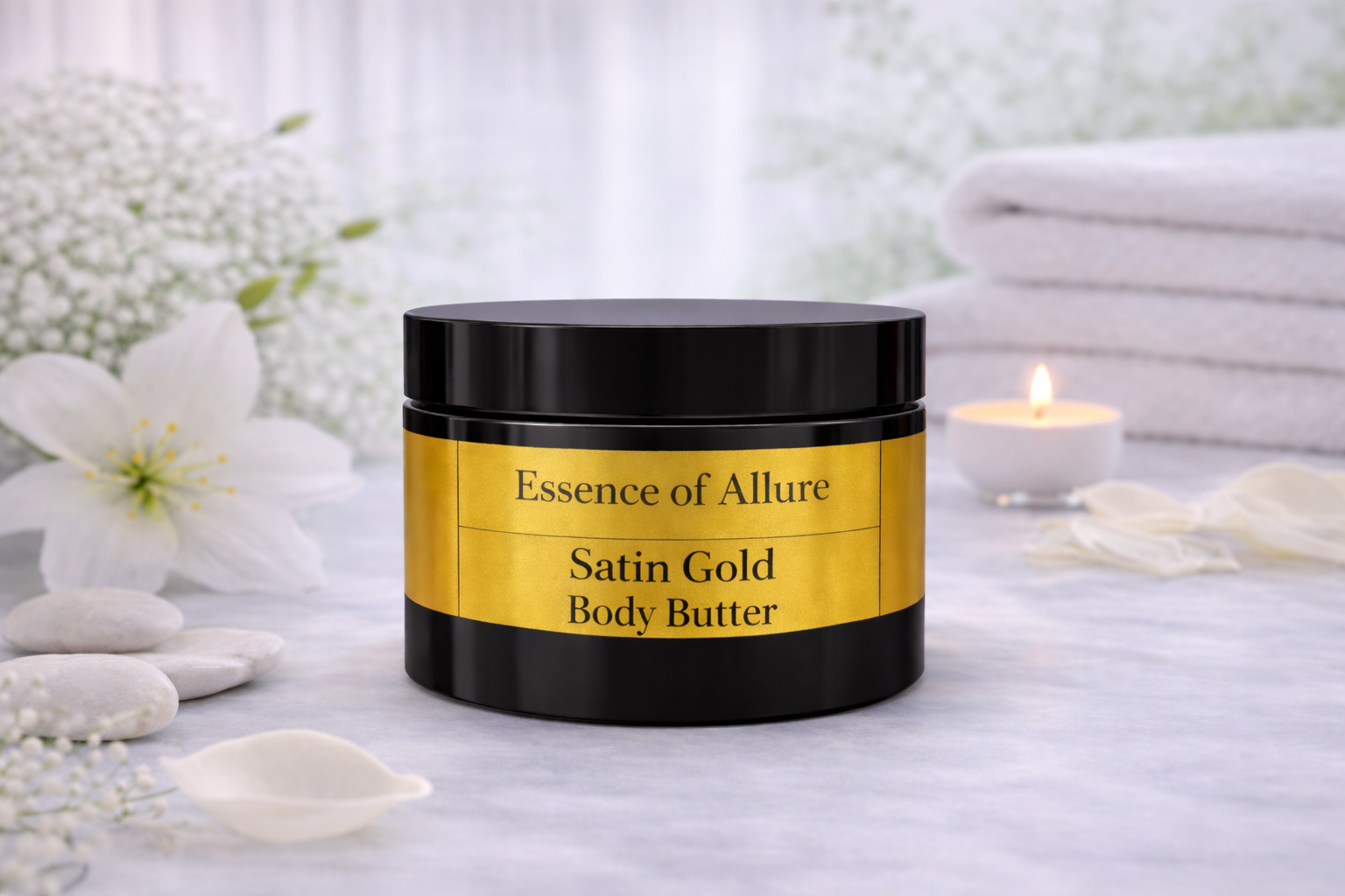 Essence of Allure Satin Gold Body Butter jar