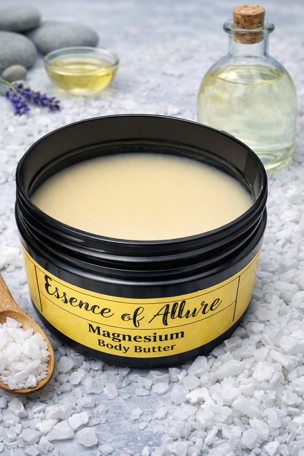 Magnesium Butter in a black jar