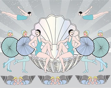 Art Decor Designs Deco Beach Babes wallpaper in Blue