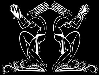 Les Danseurs  White on Black Wallpaper Art Deco women with  pots detail