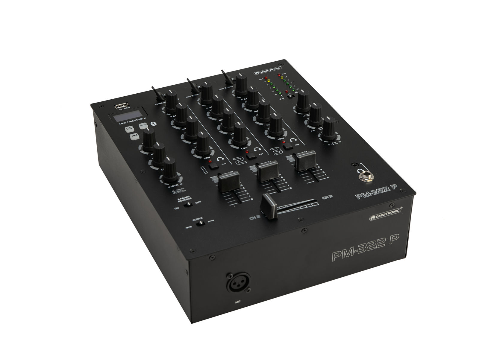 3-Kanal-DJ-Mixer mit Bluetooth und USB-Player