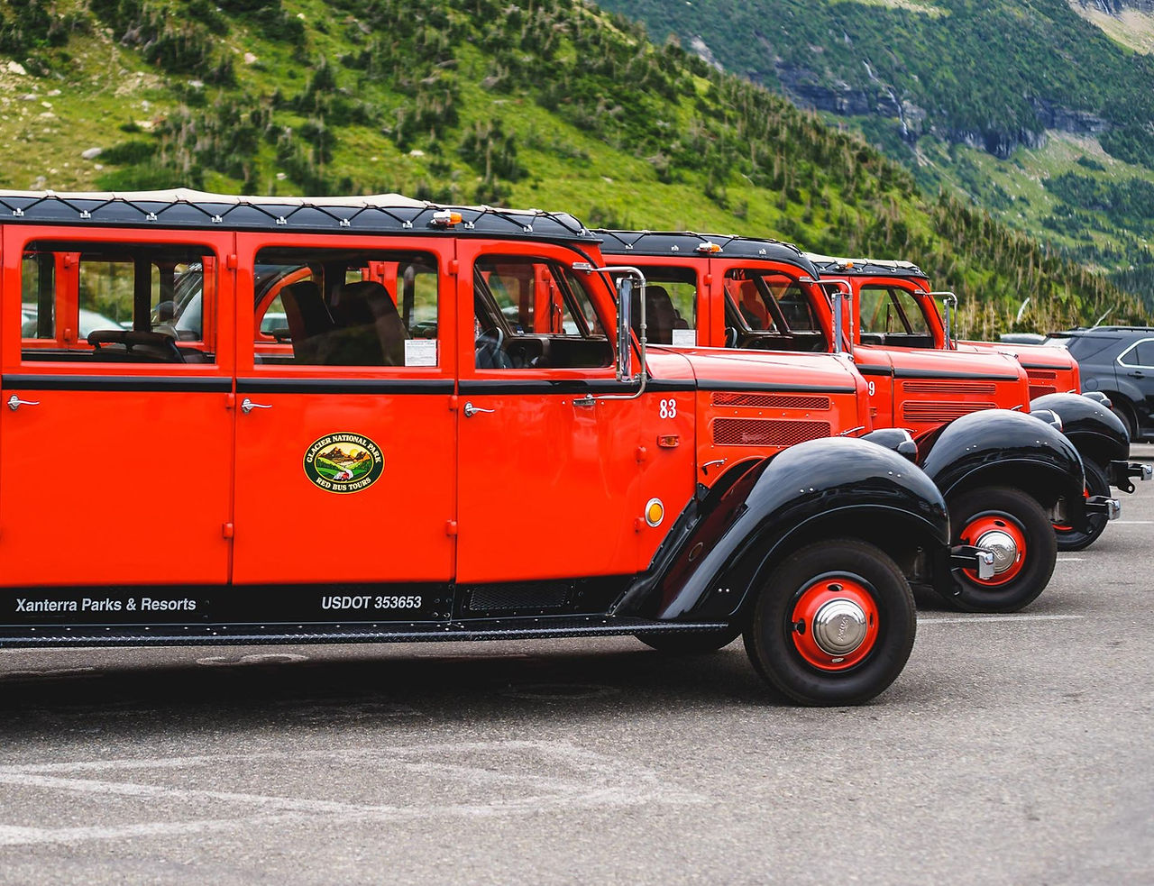 Glacier National Park’s vintage red tour buses