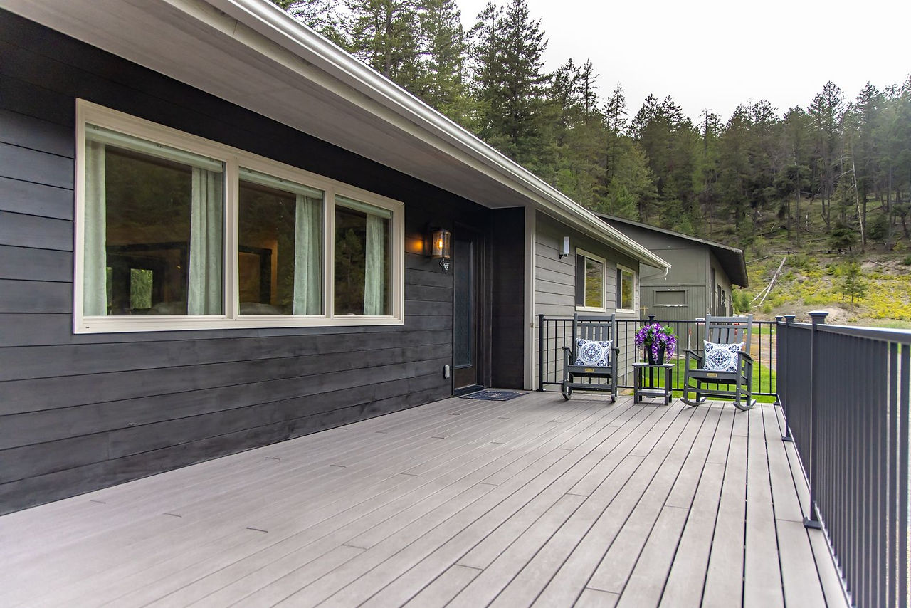 The wraparound deck with outdoor seating at Somers House