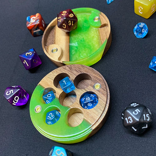 Thumbnail: Bright green and walnut mini dice box