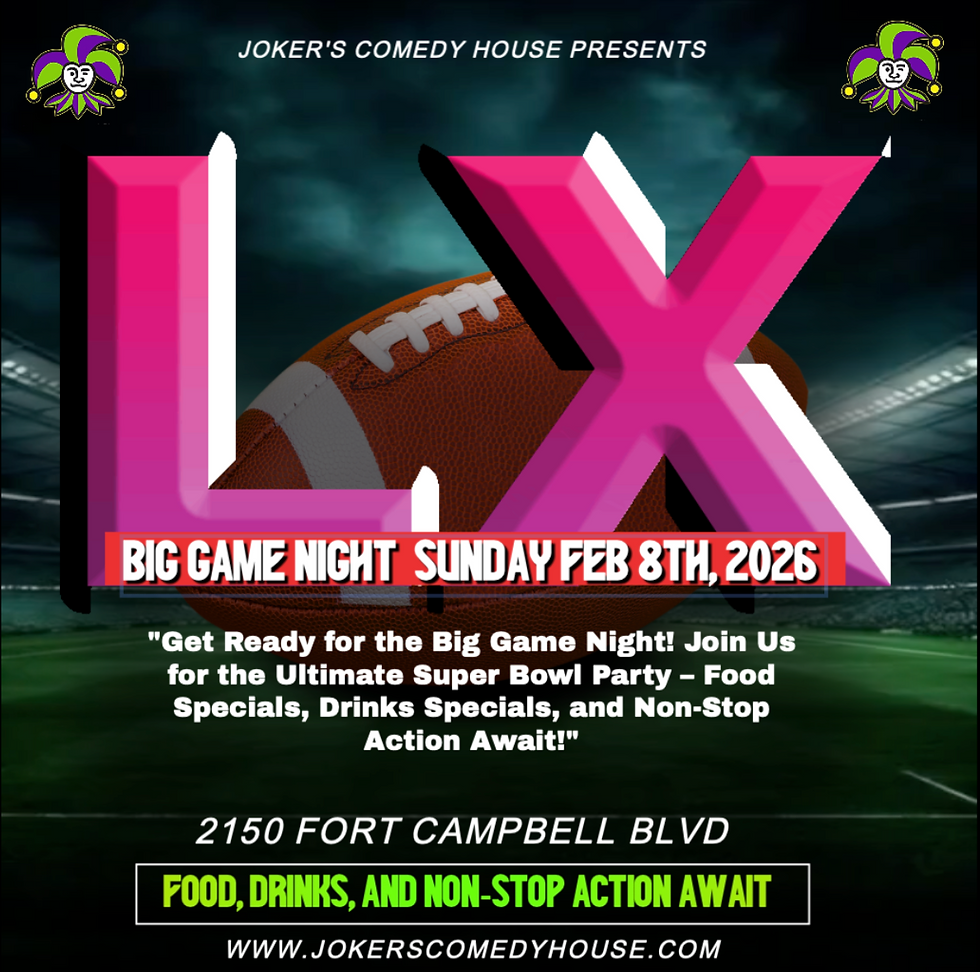 Big Game Watch Party at Joker’s Comedy House! 