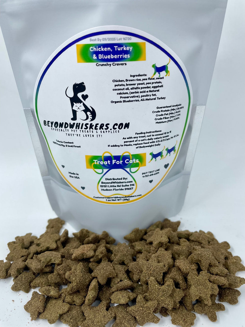 Chicken turkey and blueberry natural cat treats