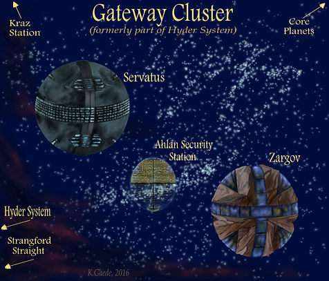 Digital map image of the Gateway Cluster in the book Omicron.