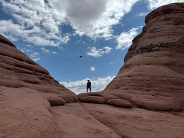 View near Delicate Arch of red sandstone