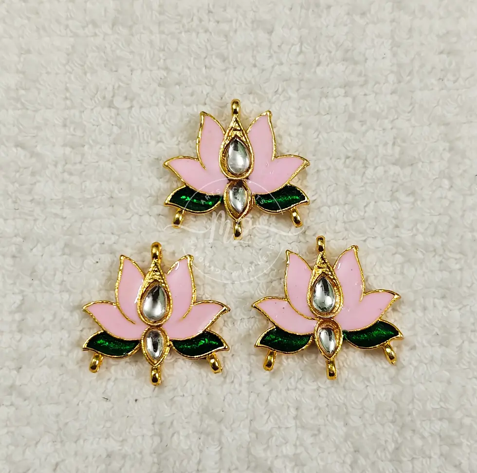 Thumbnail: Lotus Pendant 07, Light Pink with Dark Green - Pendants