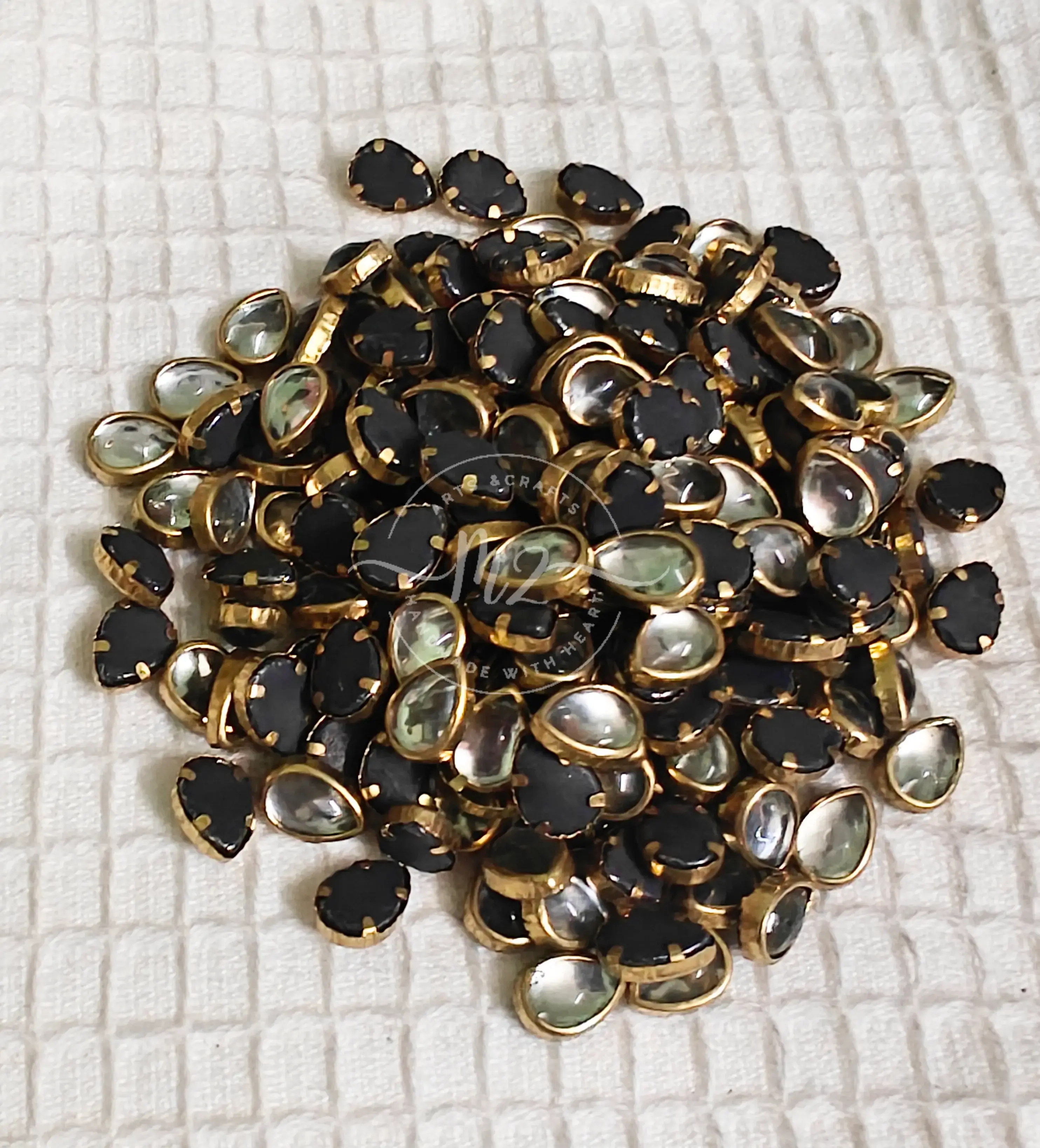 Glass White Kundan Drop 8 x 4p