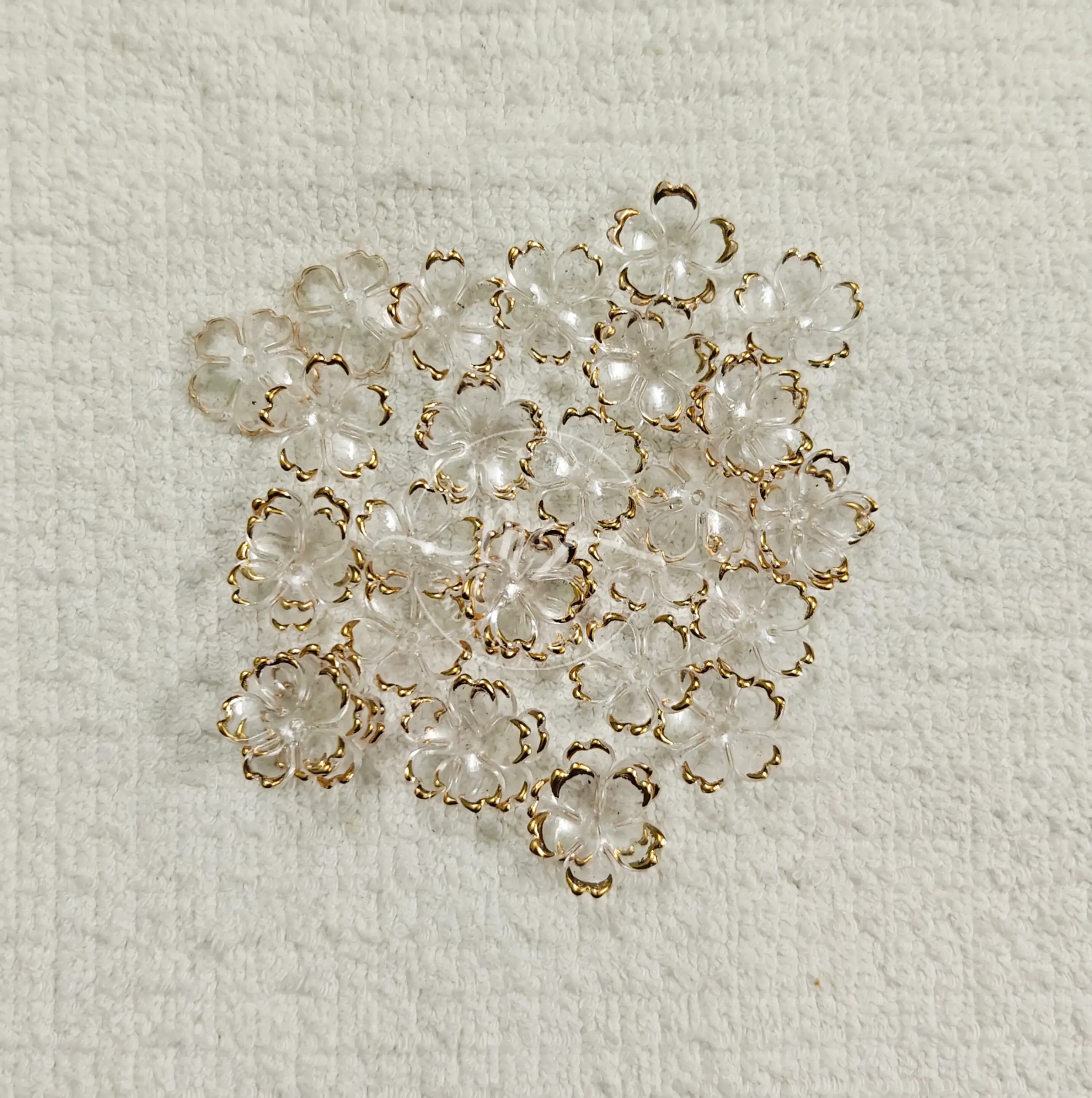 Gold Lining Cherry Flower Beads