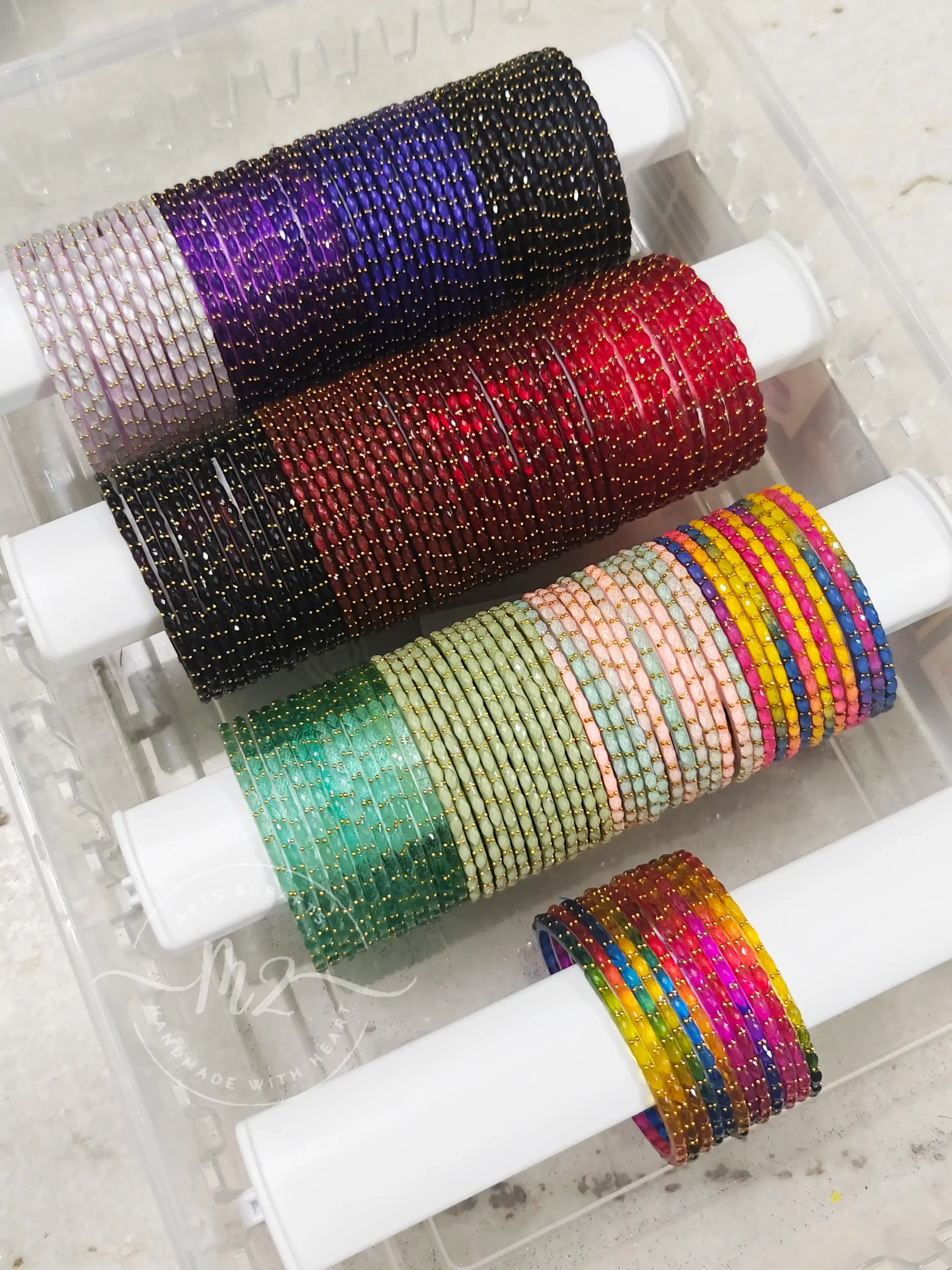 Premium Raindrop Glass Bangles Combo 1