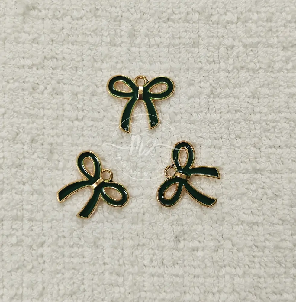 Thumbnail: Ribbon Charms, Dark Green - Bracelet charms