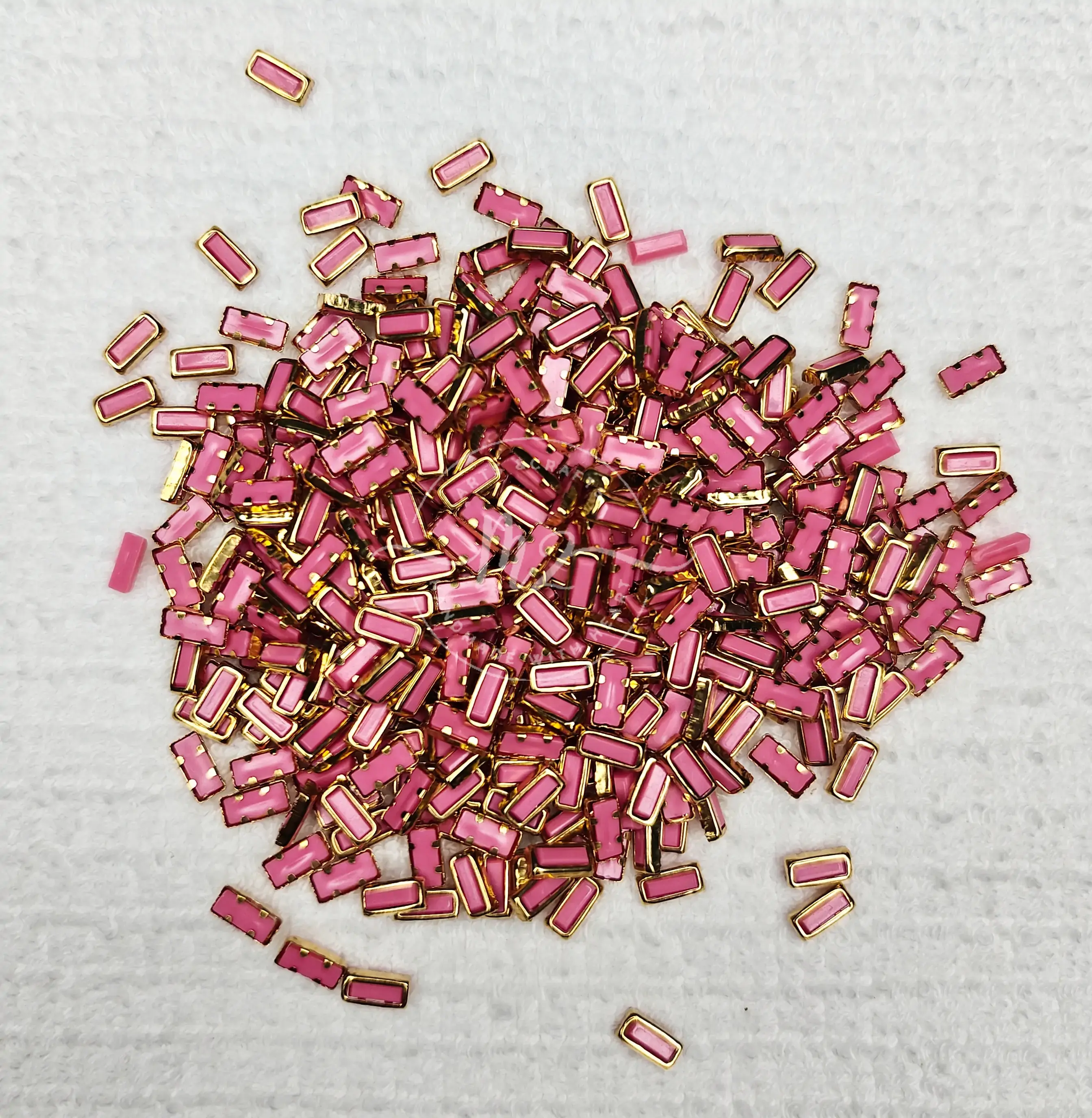 Matt Rectangle Kundan - Light Pink