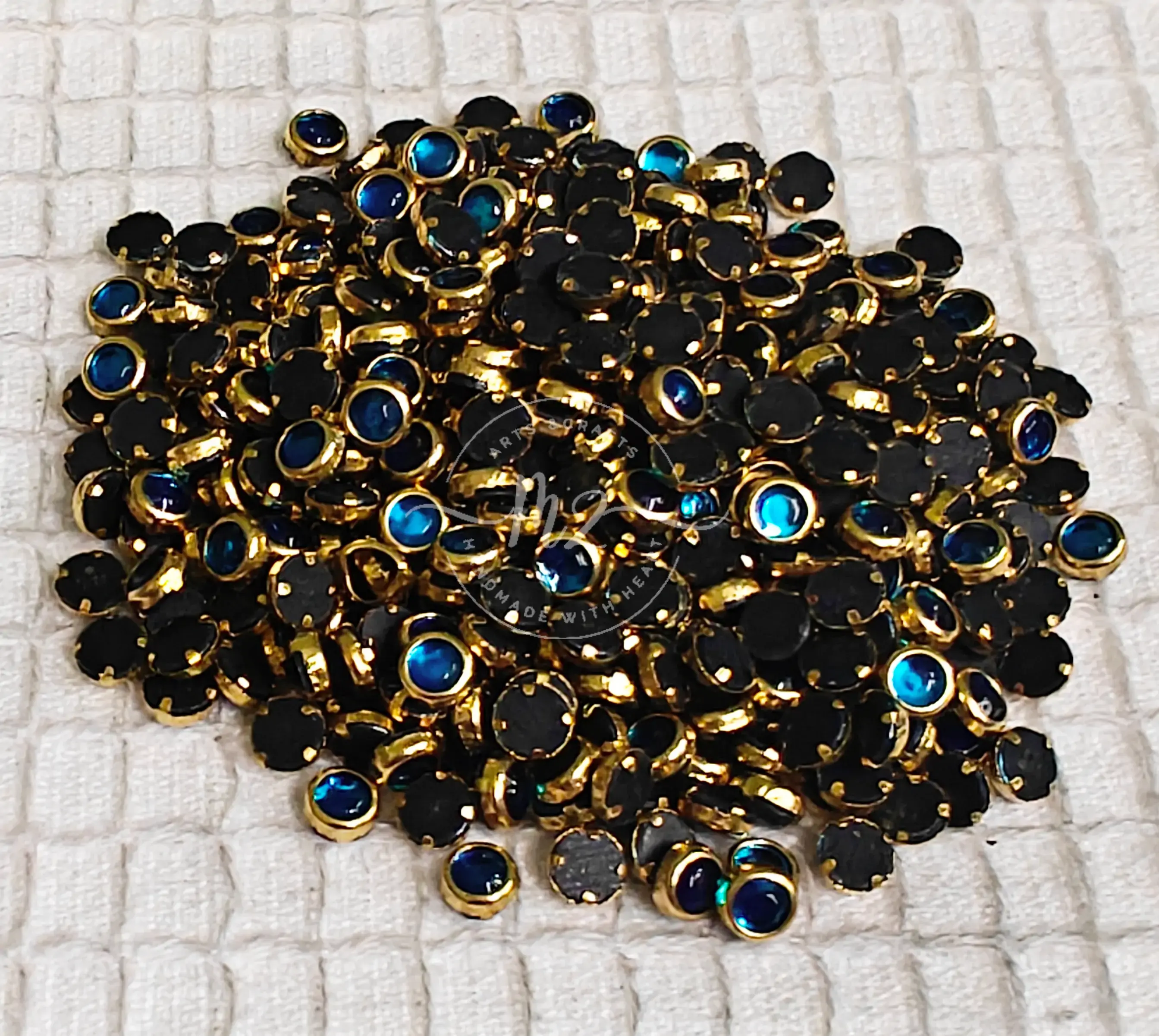 Glossy Round 4mm Kundan - Light Blue