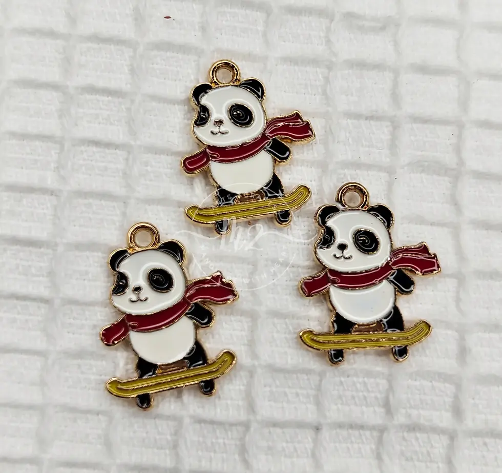 Thumbnail: Panda Skating Charms, Red - Bracelet charms