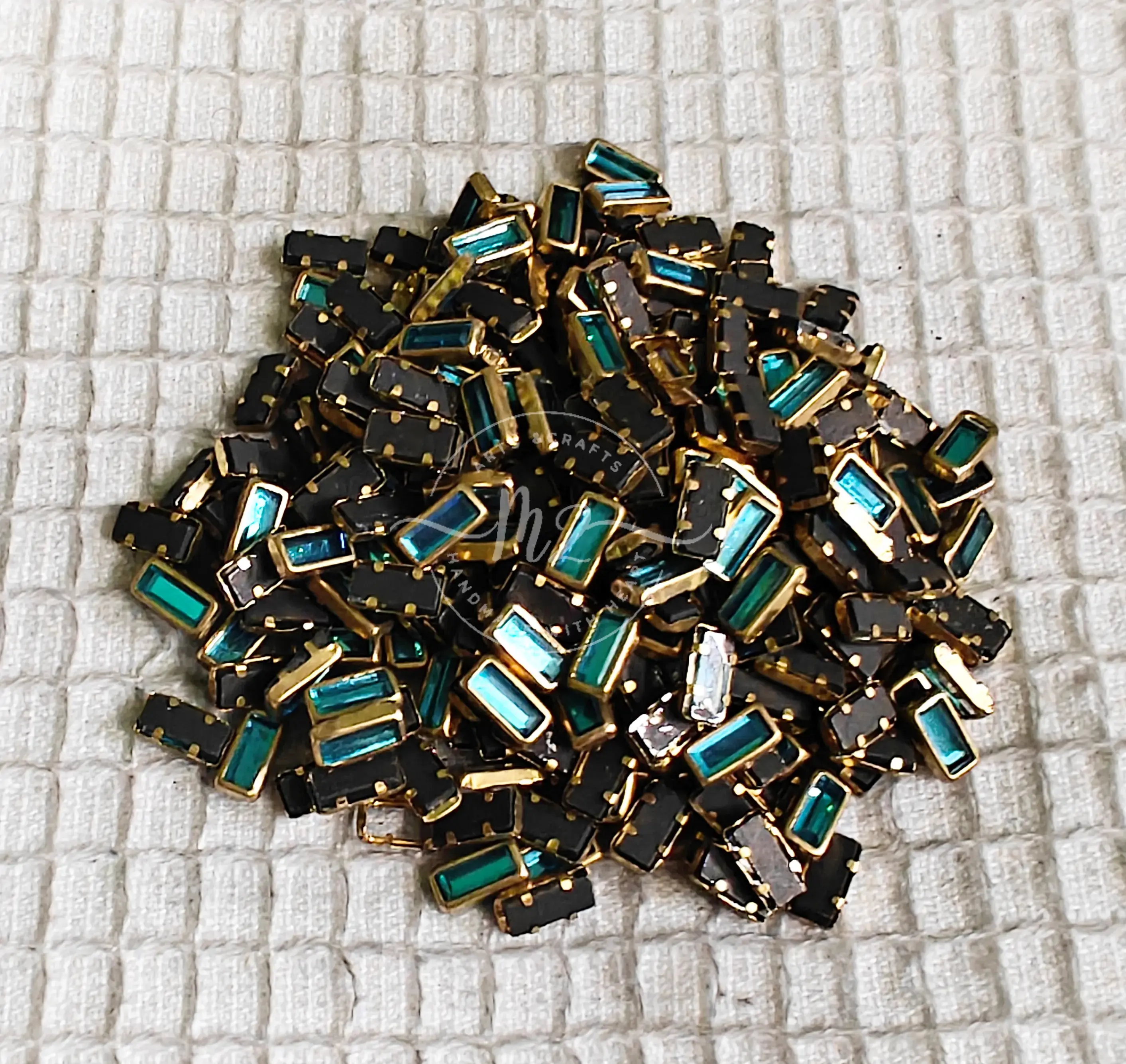 Glossy Rectangle (3x7) Kundan - Light Blue