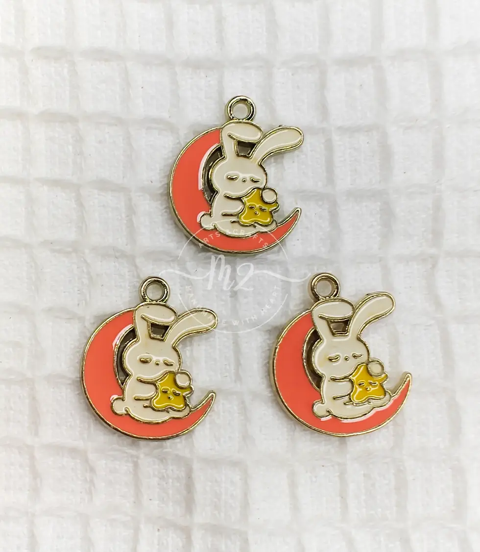 Thumbnail: Bunny Moon Charms, Orange - Bracelet charms